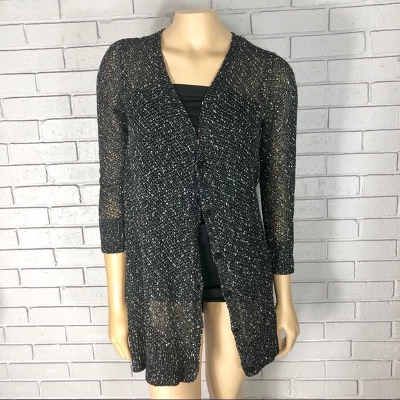 Eileen Fisher Linen Blend Perforated Cardigan - Picture 1 of 8